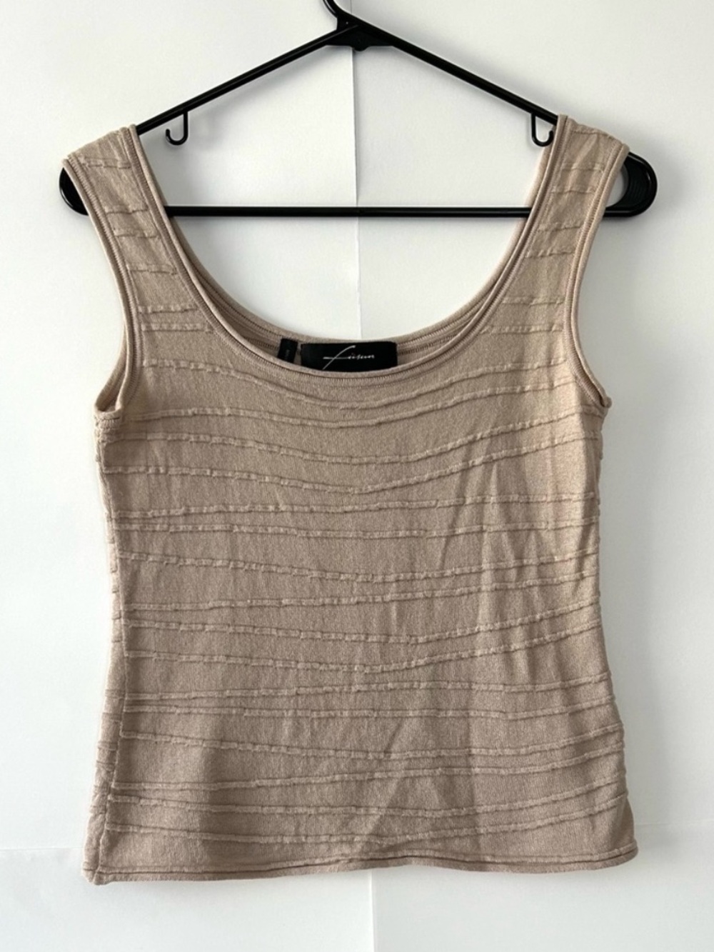 Fusun 100% Cotton Textured Taupe Tank Top
